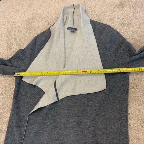 Vince GREY MERINO WOOL BLEND TWO TONE DRAPE OPEN CARDIGAN SWEATER COAT M 6-8 - Picture 11 of 13